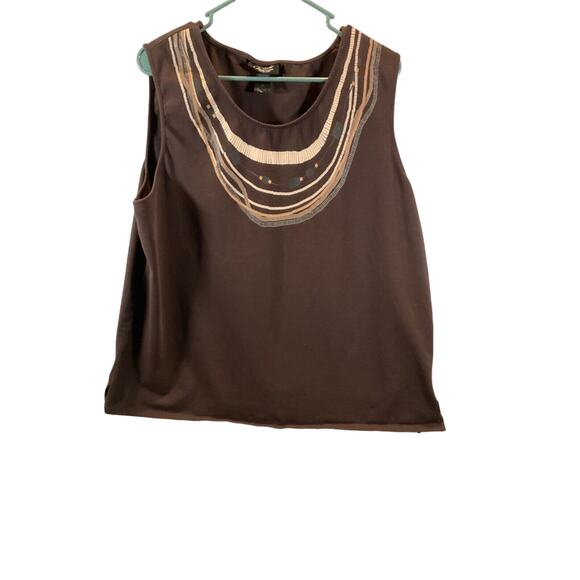 Liz & Me Platinum Collection Women’s Sleeveless Top Beaded Scoop Neck 1X 18/20 - Picture 2 of 8